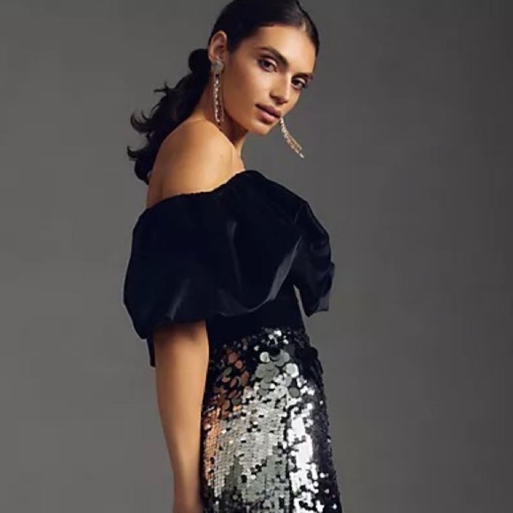 Anthropologie Hutch Black Velvet Corset Top 00